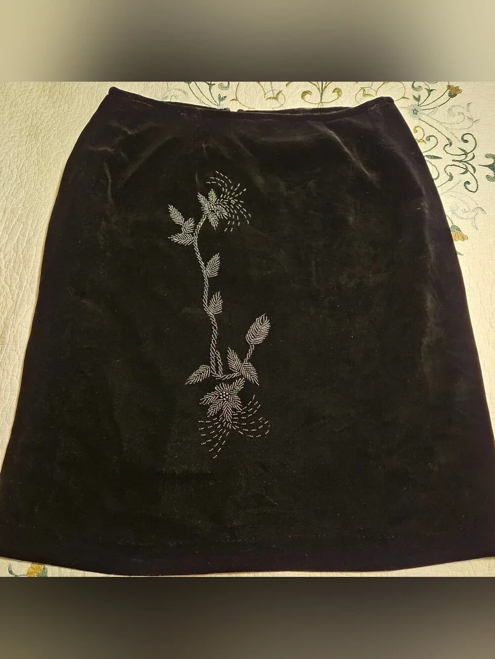 Vintage Field Manor Silk Blend Beaded Embroidered Skirt Midi Pencil Skirt